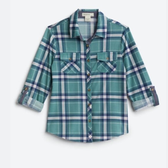 Girl's plaid fall button up shirt bundle, roll tab sleeves, Little Girl autumn - Picture 12 of 13